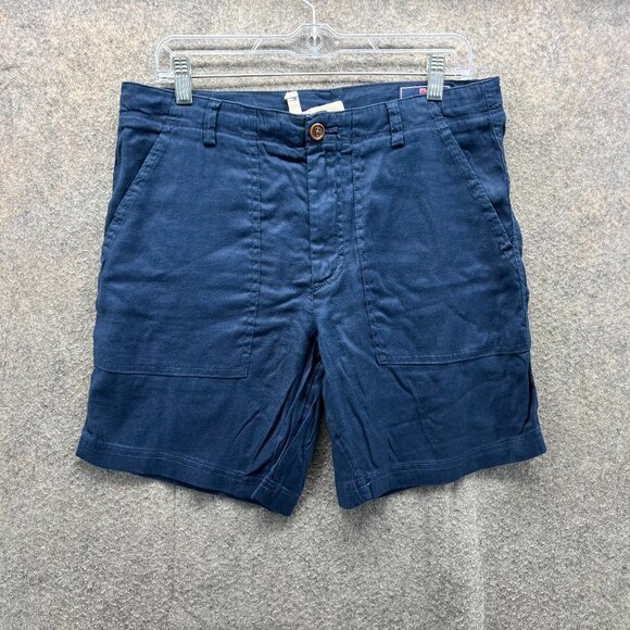 Vineyard Vines Shorts Men 32 Blue Navy Chino Flat Front Golf Linen Blend Breaker - Picture 1 of 10
